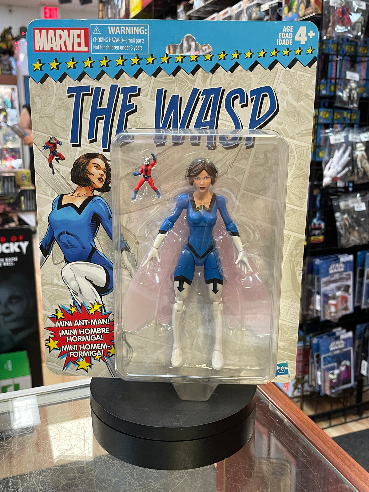 The Wasp Retro Card (Marvel Legends, Hasbro) SEALED product image 1, provided for visual reference and product detail review