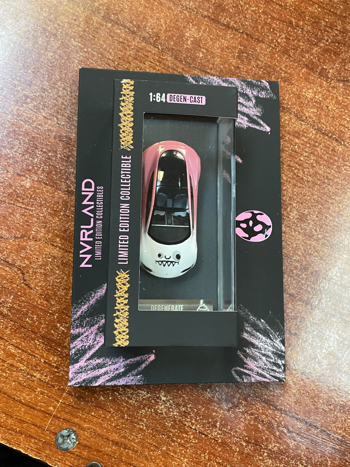 Degenerate Eggs Pink Tesla 1/64 (NVRLAND Collectibles, Diecast ) SEALED product image 6, provided for visual reference and