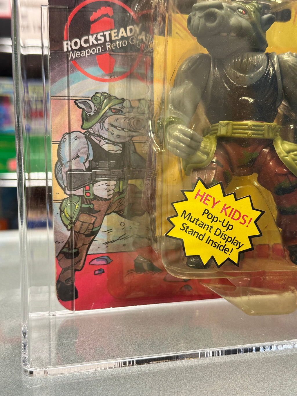 1988 Rocksteady Soft Head (TMNT Mutant Ninja, Playmates) GRADE: 70+ product image 3, provided for visual reference and