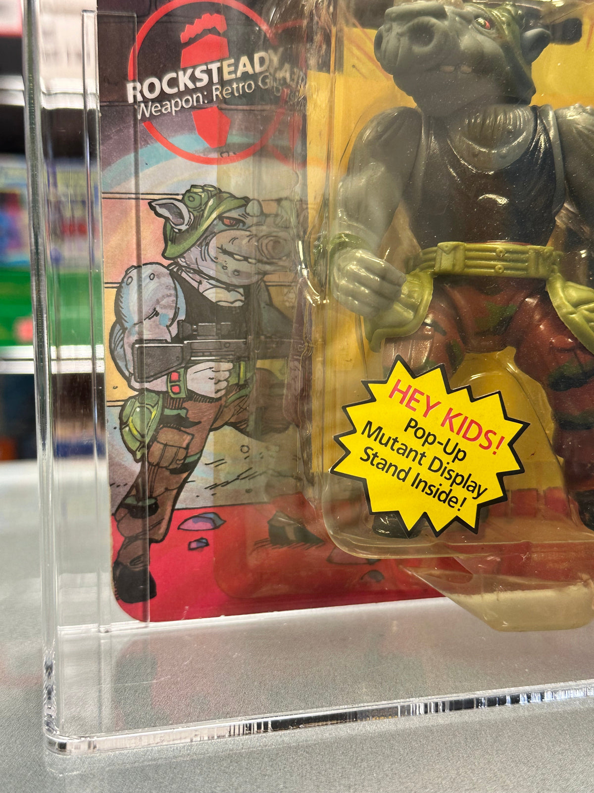 1988 Rocksteady Soft Head (TMNT Mutant Ninja, Playmates) GRADE: 70+ product image 3, provided for visual reference and