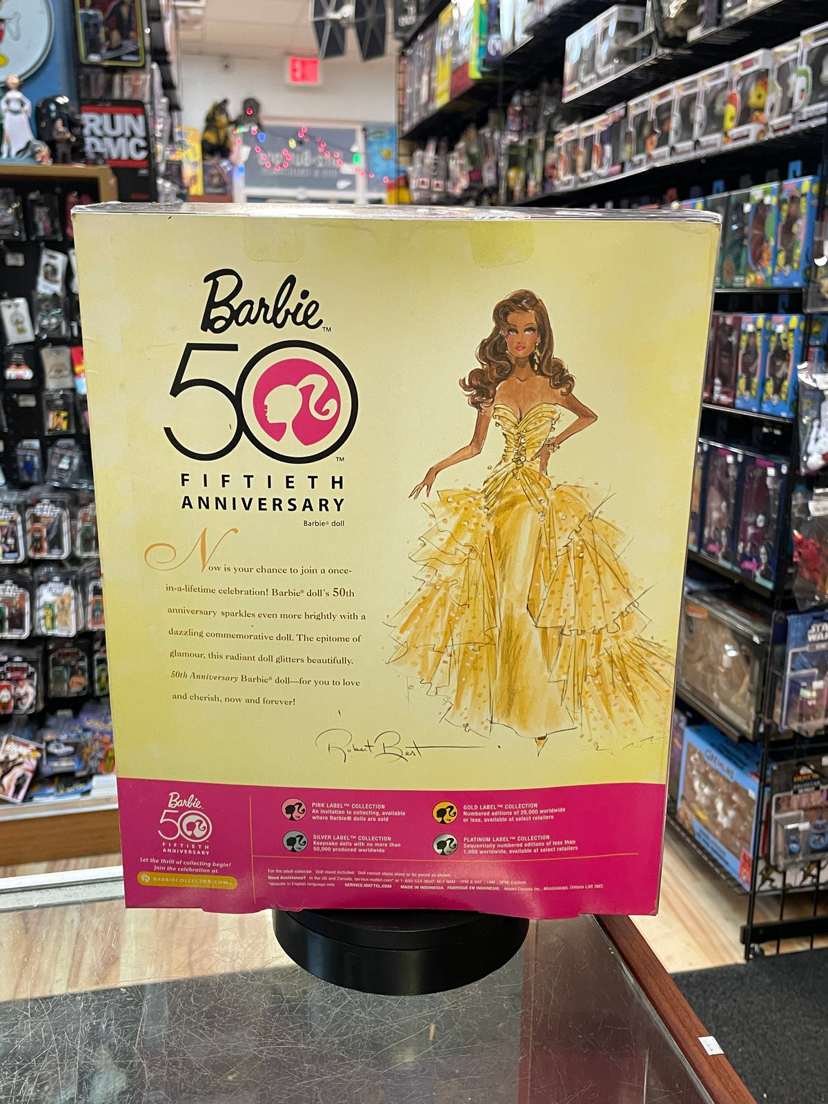 50th Anniversary Doll African American Gold Dress #N5860 (Barbie, Mattel) **SEALED** product image 4, provided for visual
