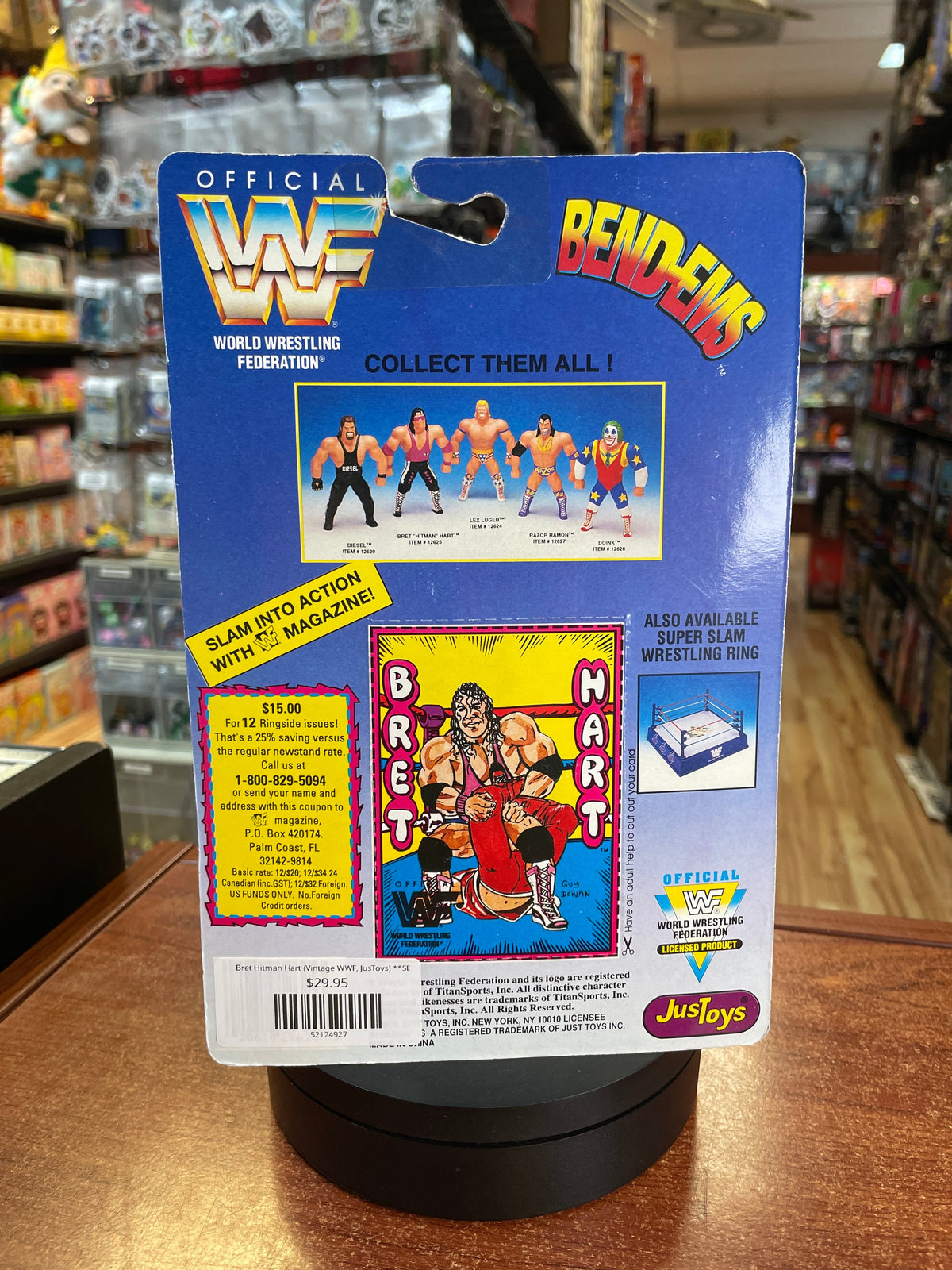Bret Hitman Hart (Vintage WWF, JusToys) **SEALED** product image 2, provided for visual reference and product detail review