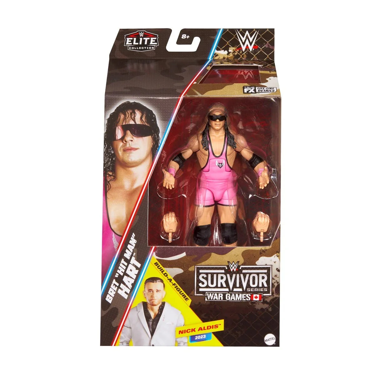 Bret Hitman Hart Military BAF Nick Aldis (WWE Elite, Mattel) SEALED product image 1, provided for visual reference and