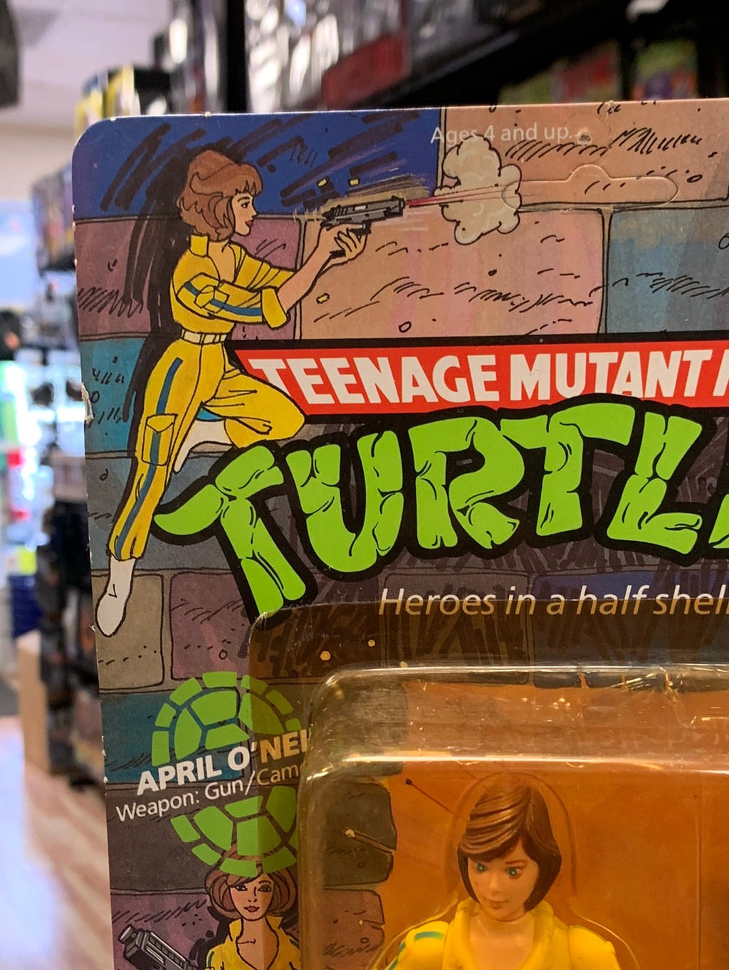 April O’Neil Blue 10 Back 0133 (Vintage TMNT Ninja Turtles, Playmates) Sealed product image 2, provided for visual reference