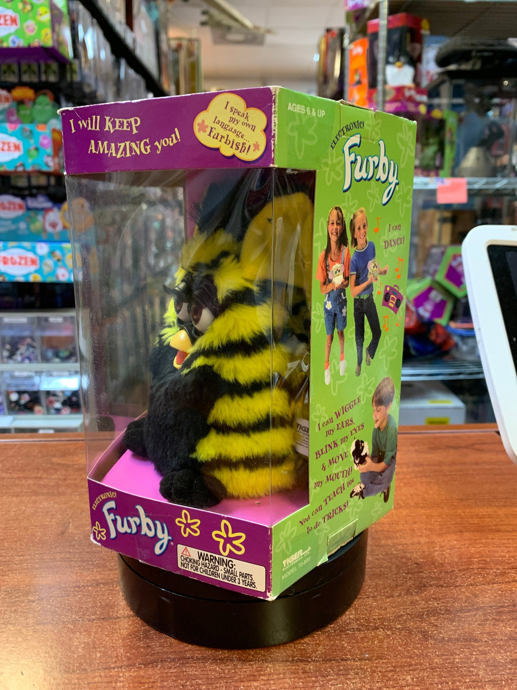 Bumble Bee Brown Eyes (Vintage Furby, Tiger Electronics) SEALED product image 5, provided for visual reference and product