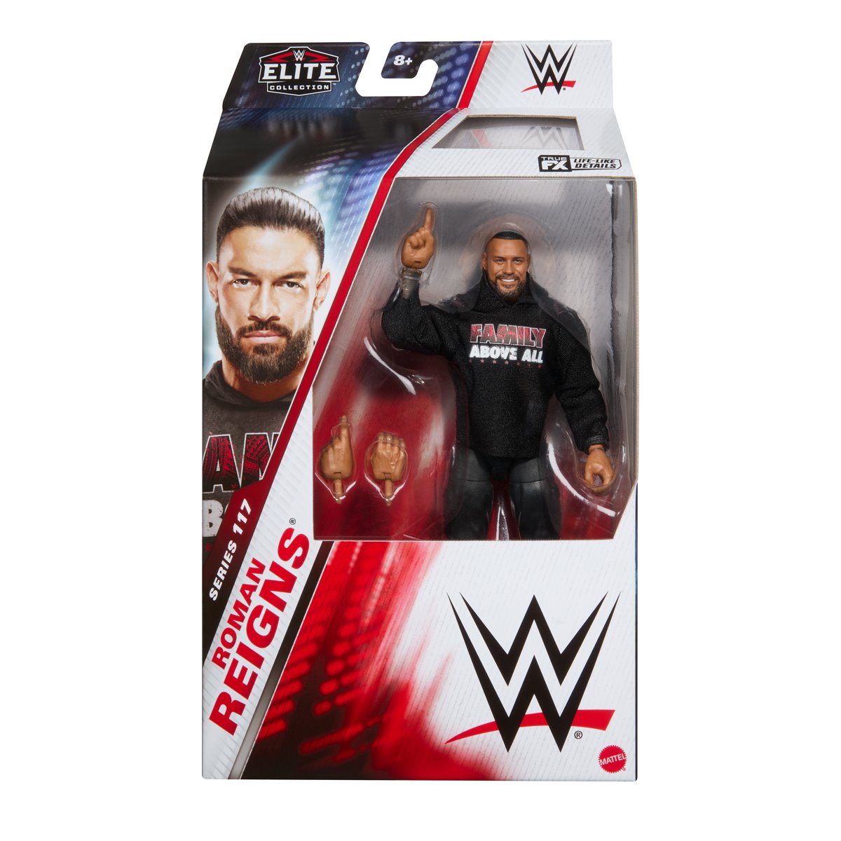 Family Above All Roman Reigns (WWE Elite 117, Mattel) SEALED product image 1, provided for visual reference and product