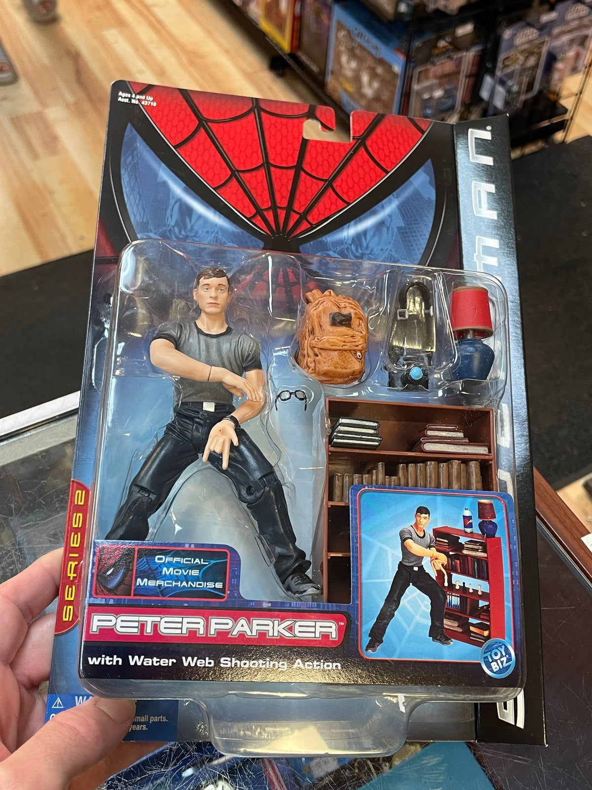 Peter Parker With Water Web Shooting Action Series 2 (Vintage Spider-Man, Toy Biz) SEALED product image 4, provided for