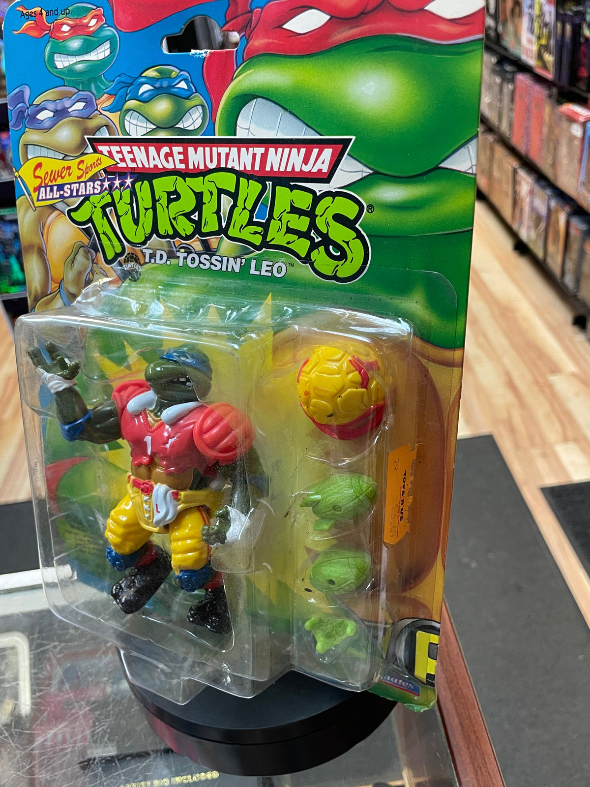 TD Tossin Leo (Vintage TMNT Ninja Turtles, Playmates) SEALED product image 2, provided for visual reference and product