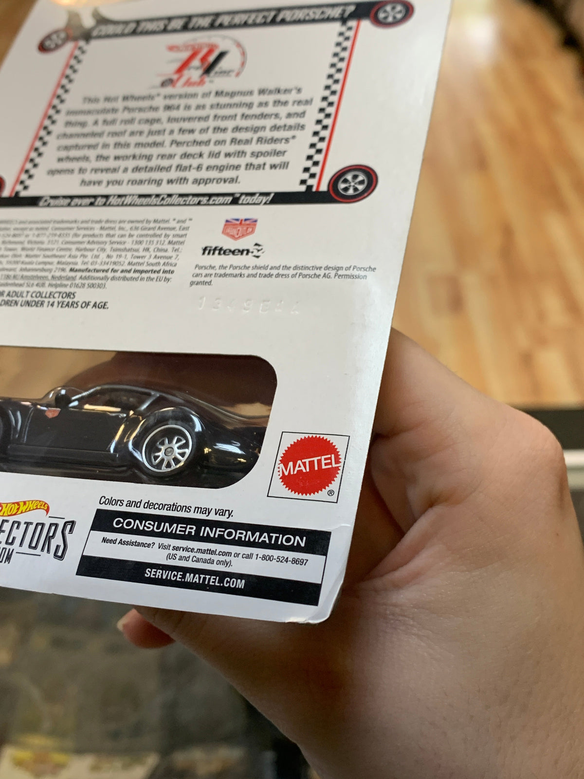 Porsche 964 Black RLC (Hot Wheels Red Line Club, Mattel) SEALED product image 14, provided for visual reference and product