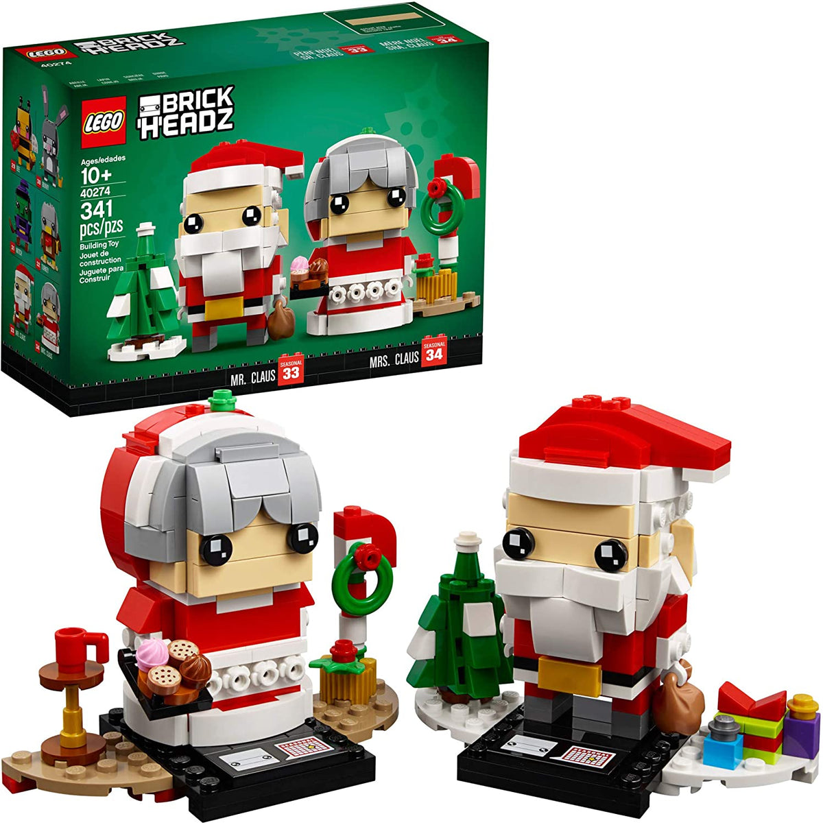 40274 BrickHeadz Mr. & Mrs. Claus (Retired) (Certified Complete) product image 1, provided for visual reference and product
