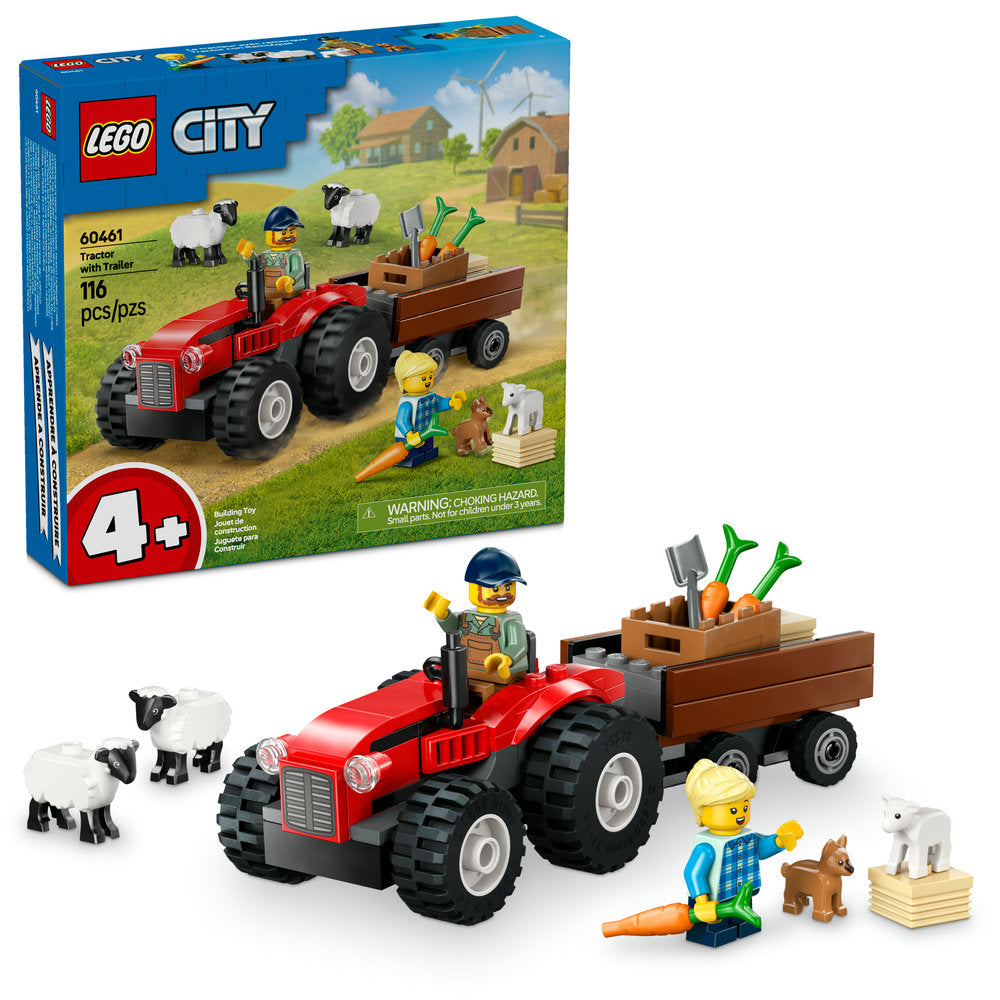 60461 Red Farm Tractor with Trailer & Sheep product image 1, provided for visual reference and product detail review