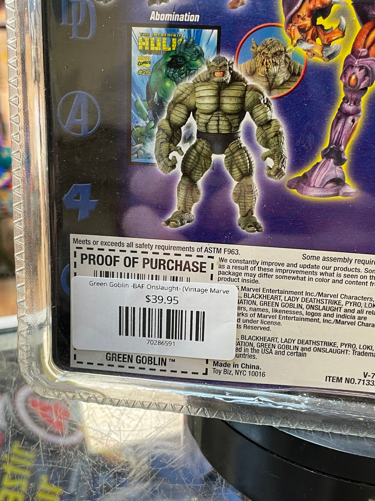 Green Goblin -BAF Onslaught- (Vintage Marvel Legends, Toybiz) *SEALED* product image 3, provided for visual reference and