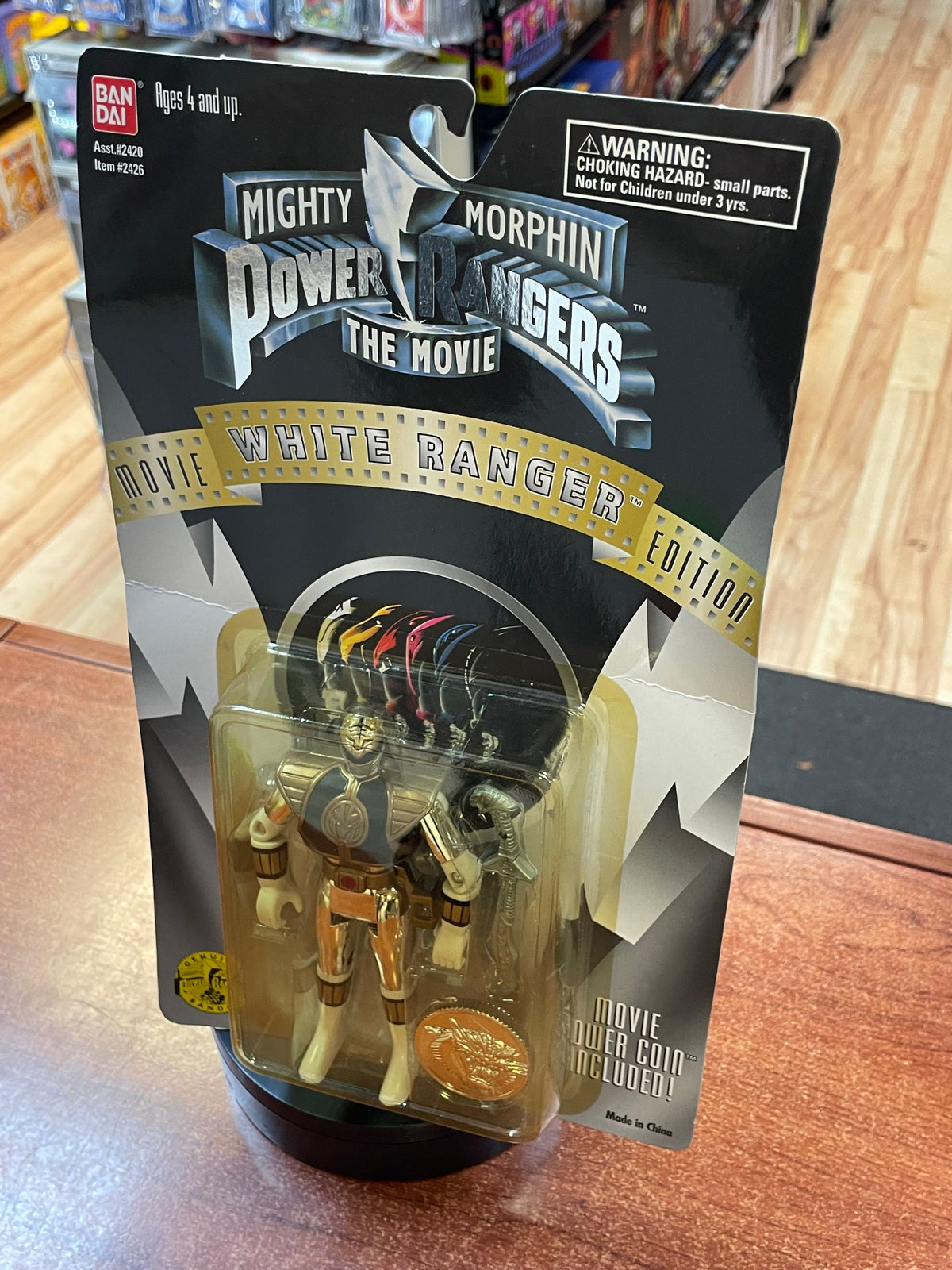 Auto Morphin Metallic White Ranger (Vintage MMPR Power Rangers, Bandai) **SEALED** product image 2, provided for visual