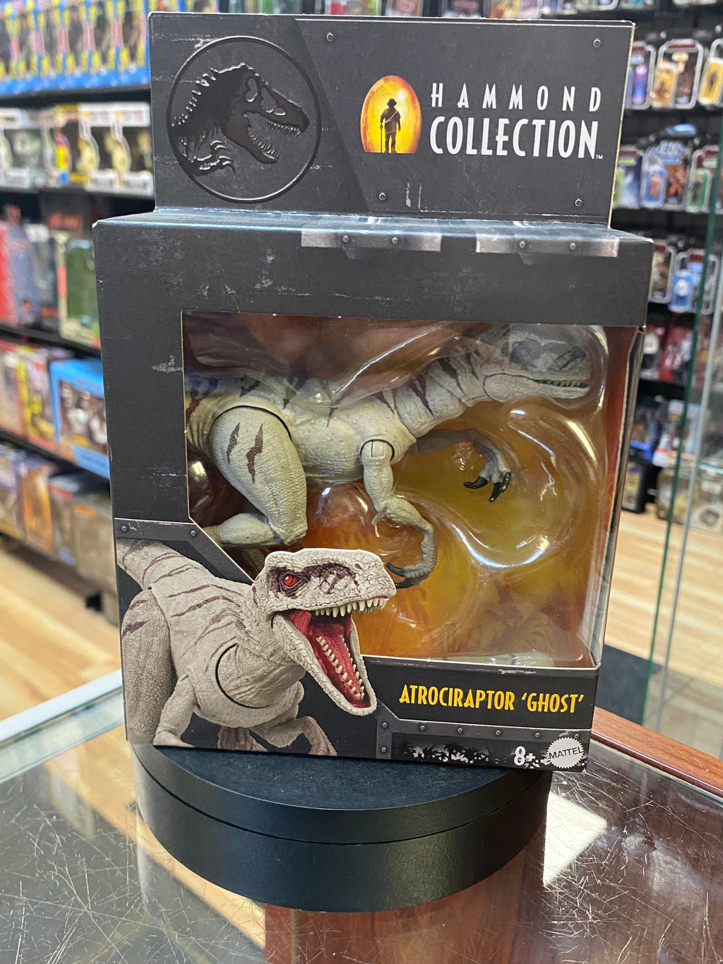 Atrociraptor Ghost (Jurassic Park Hammond Collection, Mattel) SEALED product image 1, provided for visual reference and