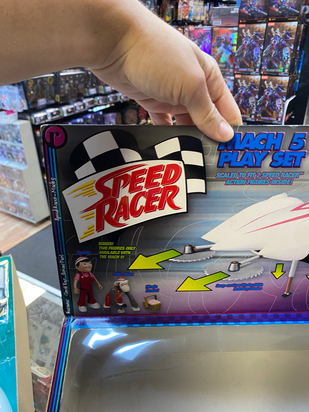 Mach 5 Playset with Spindle Chim Chim (Vintage Speed Racer, Resaurus) NEW product image 24, provided for visual reference
