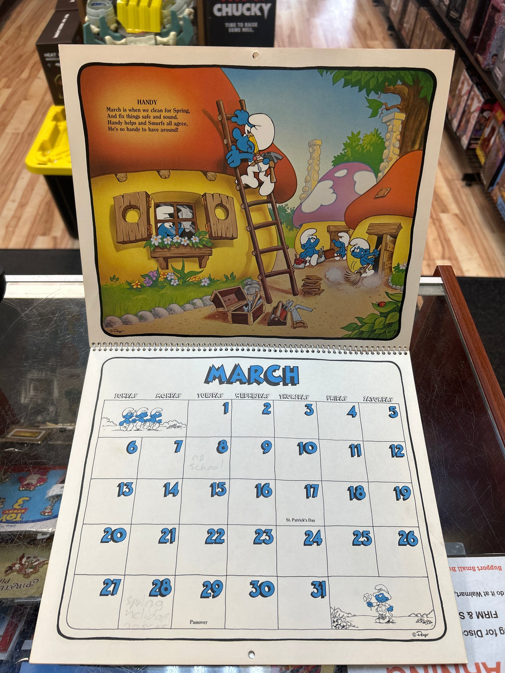 16 Month Calender -1982/1983- (Vintage Smurfs, Schleich Peyo) product image 8, provided for visual reference and product