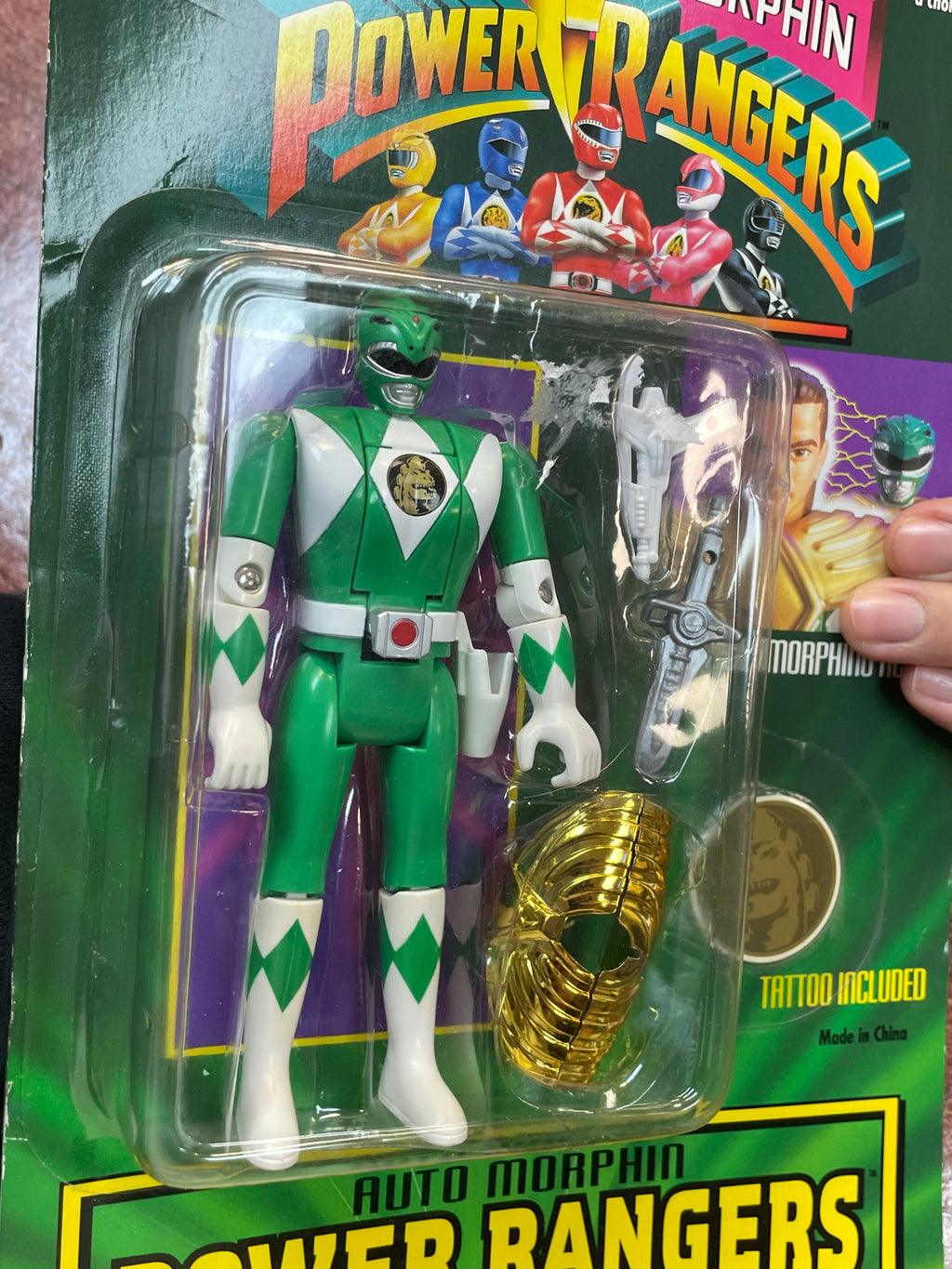 Auto Morphin Green Ranger (Vintage MMPR Power Rangers, Bandai) **SEALED** product image 5, provided for visual reference and