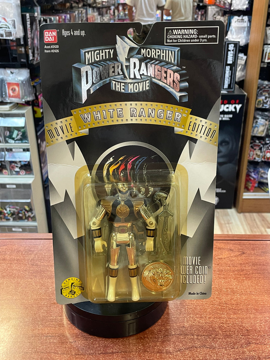 Auto Morphin Metallic White Ranger (Vintage MMPR Power Rangers, Bandai) **SEALED** product image 1, provided for visual
