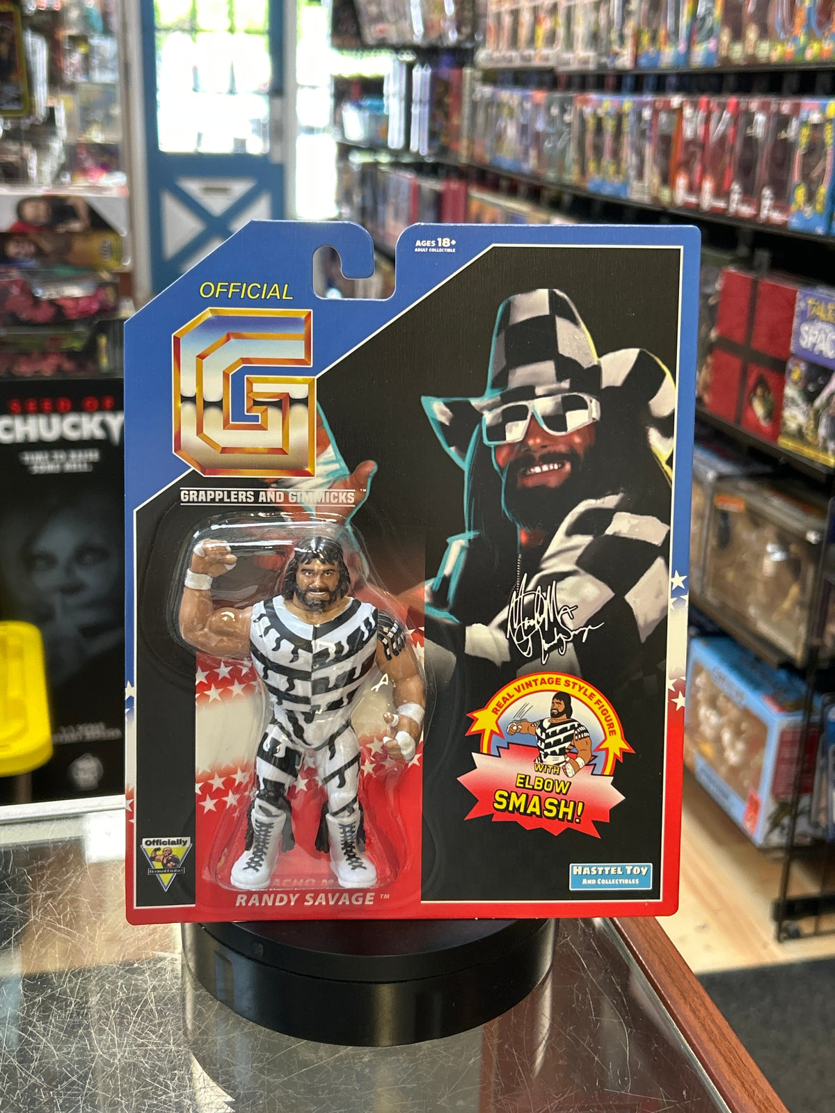 Macho Man Hat Off (Grapplers & Gimmicks WWF, Hasttel Toys) product image 1, provided for visual reference and product detail