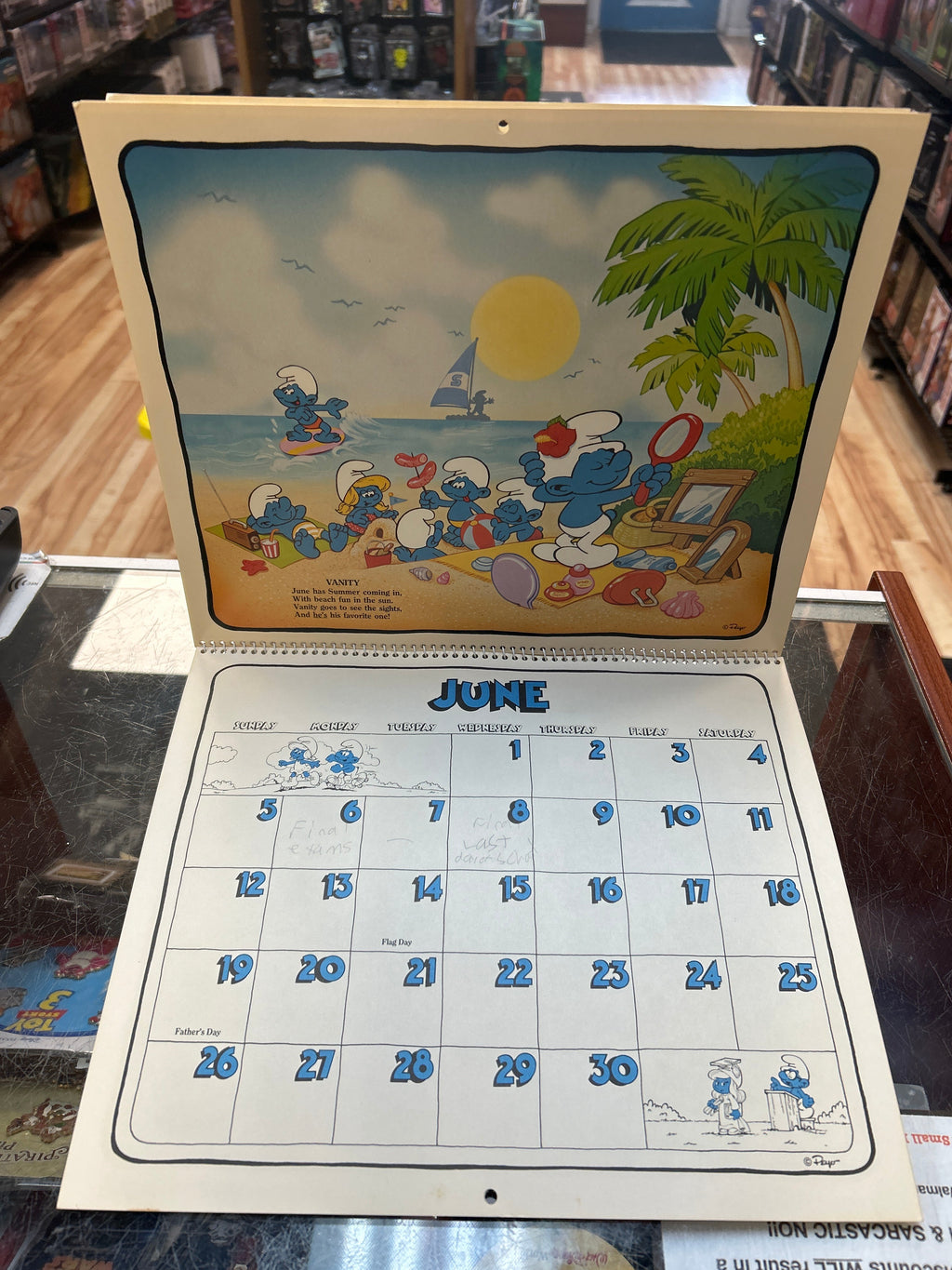 16 Month Calender -1982/1983- (Vintage Smurfs, Schleich Peyo) product image 11, provided for visual reference and product