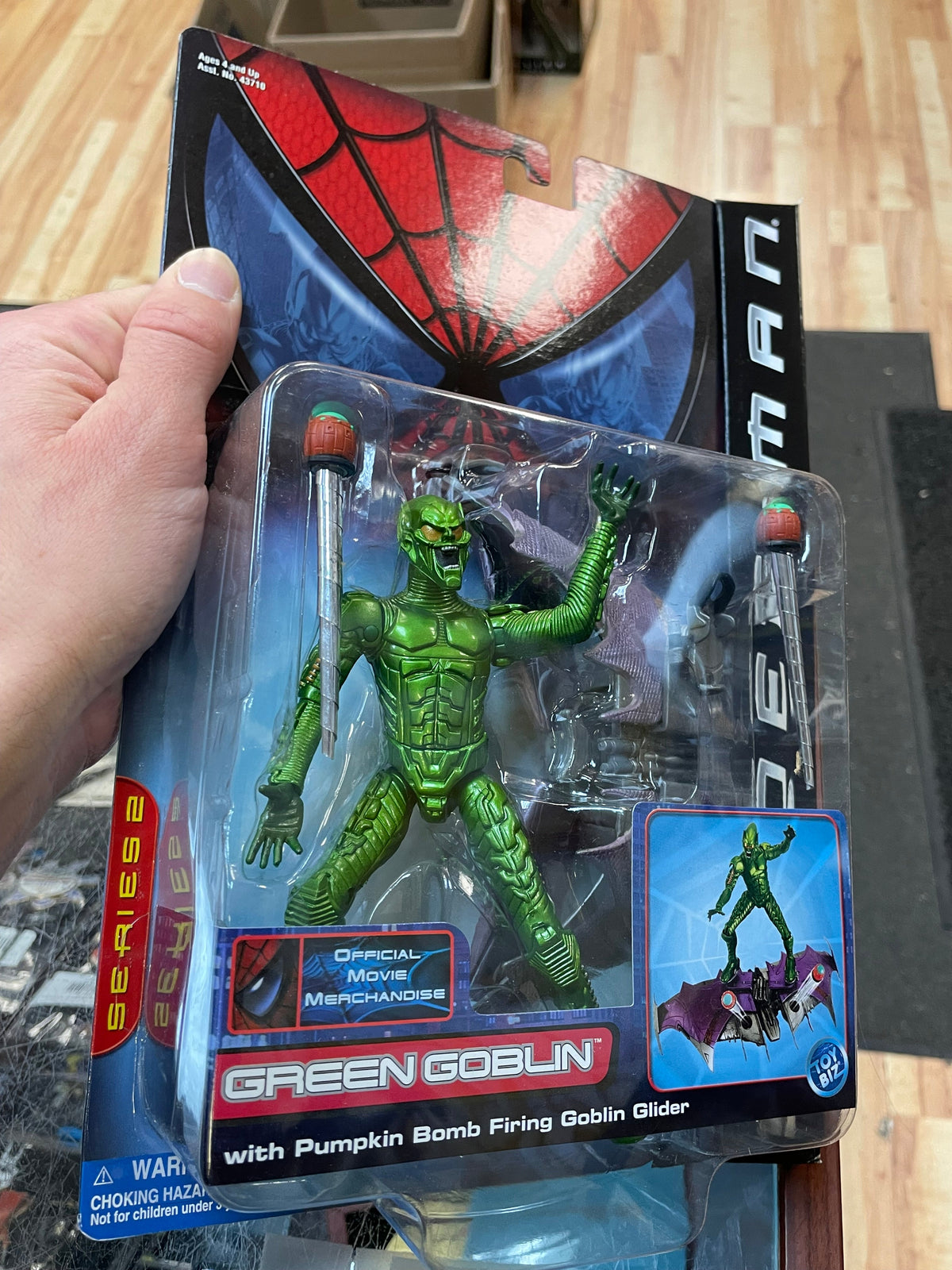 Green Goblin With Pumpkin Bomb Firing Goblin Glider Series 2 (Vintage Spider-Man, Toy Biz) SEALED product image 5, provided
