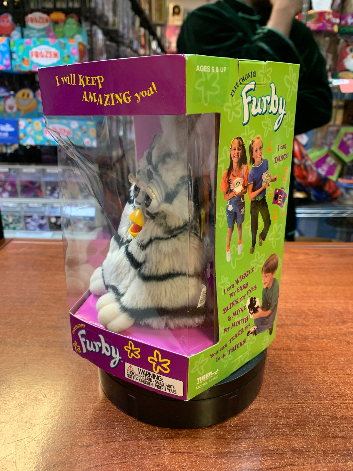 Zebra Furby Tan Eyes (Vintage Furby, Tiger Electronics) SEALED product image 5, provided for visual reference and product