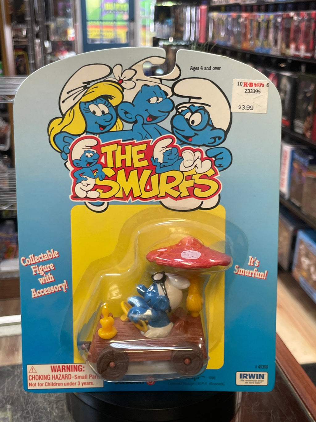 Mushroom Log Car Driver & Umbrella (Vintage PEYO, Schleich) **SEALED** product image 1, provided for visual reference and