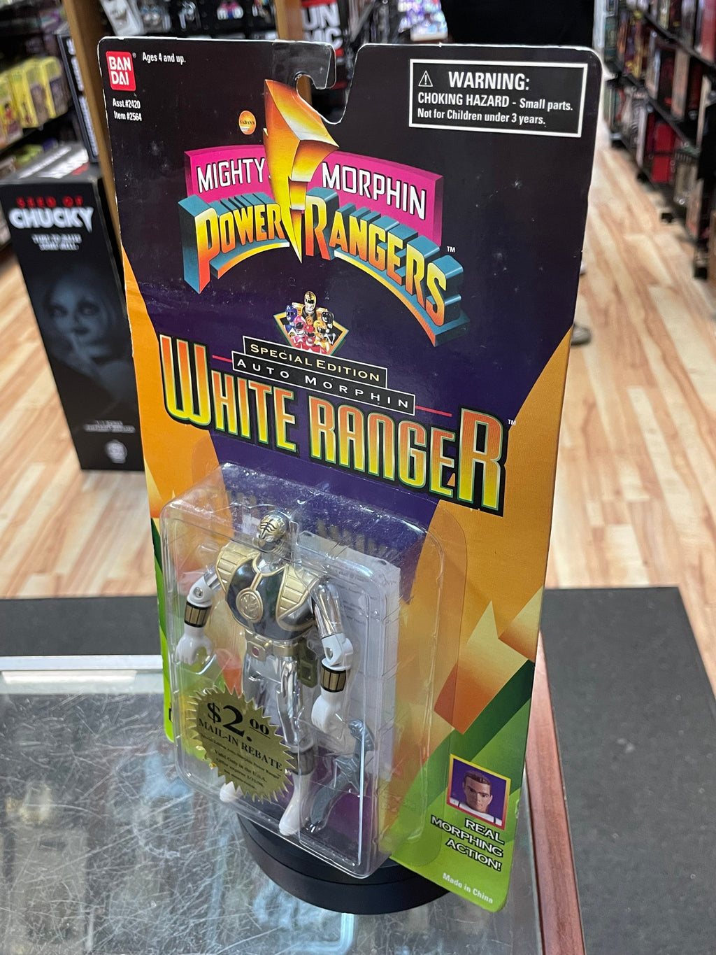 Auto Morphin Metallic White Ranger (Vintage MMPR Power Rangers, Bandai) **SEALED** product image 3, provided for visual