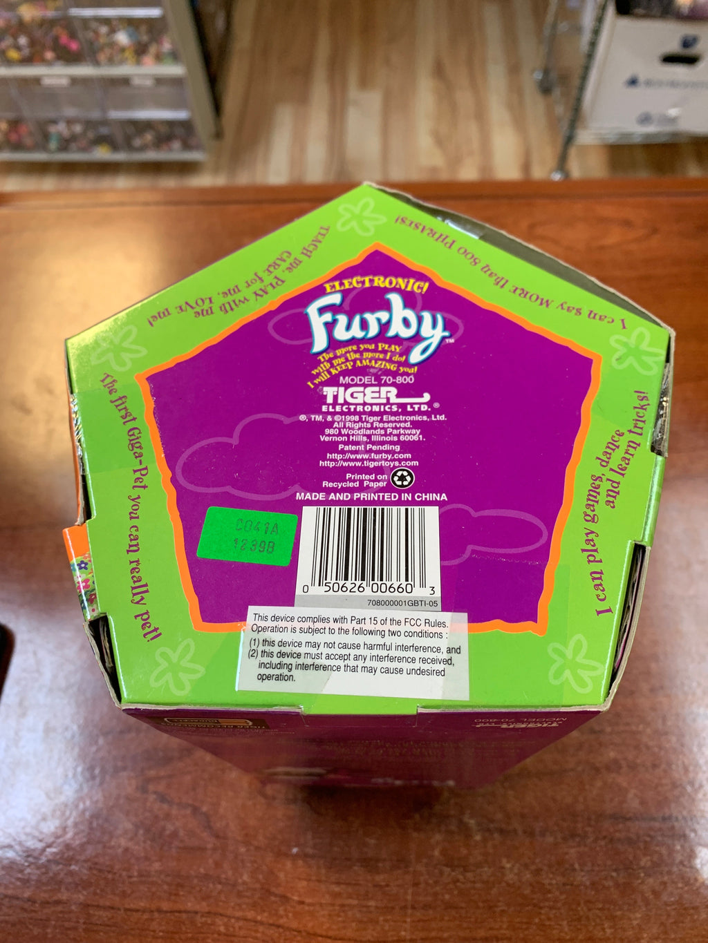 Zebra Furby Tan Eyes (Vintage Furby, Tiger Electronics) SEALED product image 7, provided for visual reference and product