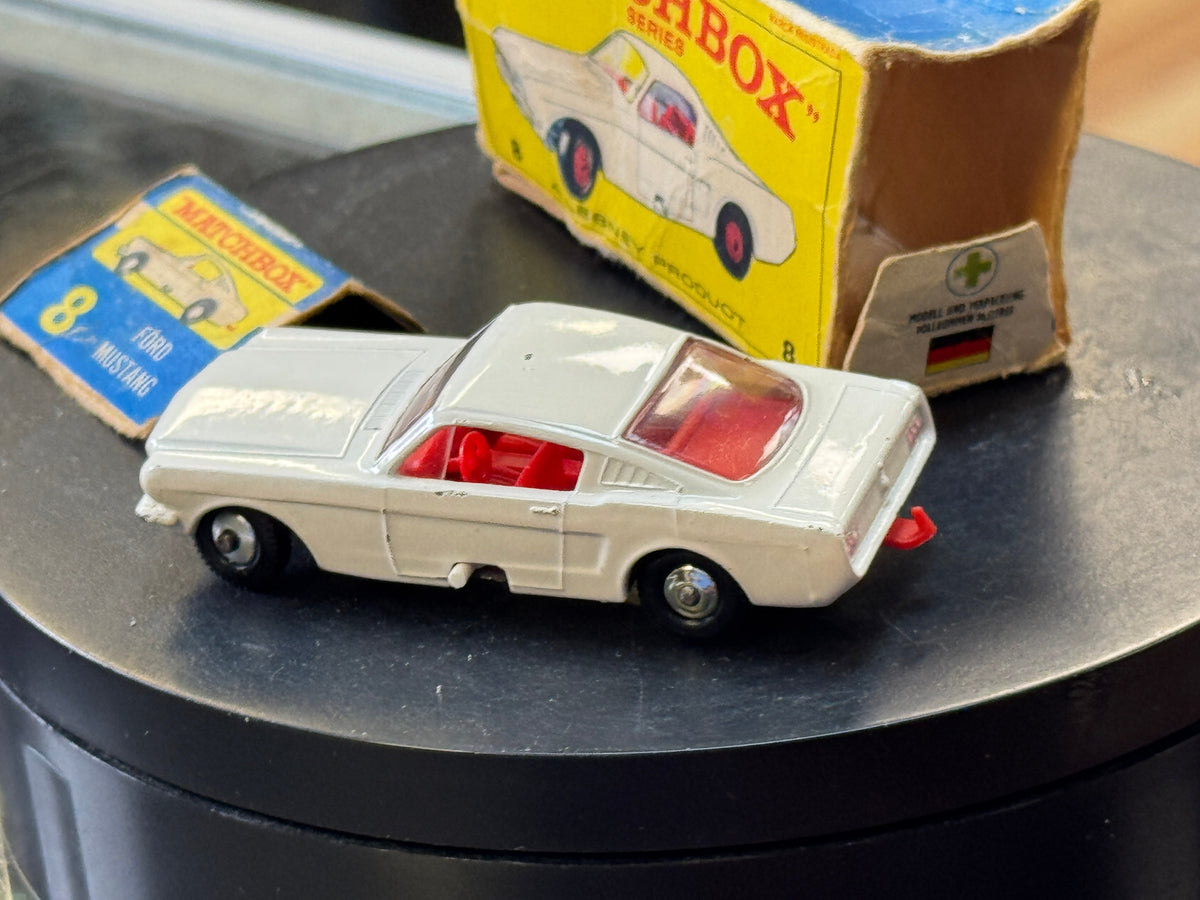 White Ford Mustang 8 Diecast (Vintage Matchbox, Lesney) product image 5, provided for visual reference and product detail
