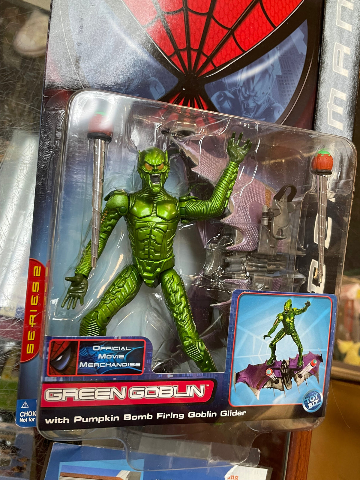 Green Goblin With Pumpkin Bomb Firing Goblin Glider Series 2 (Vintage Spider-Man, Toy Biz) SEALED product image 6, provided