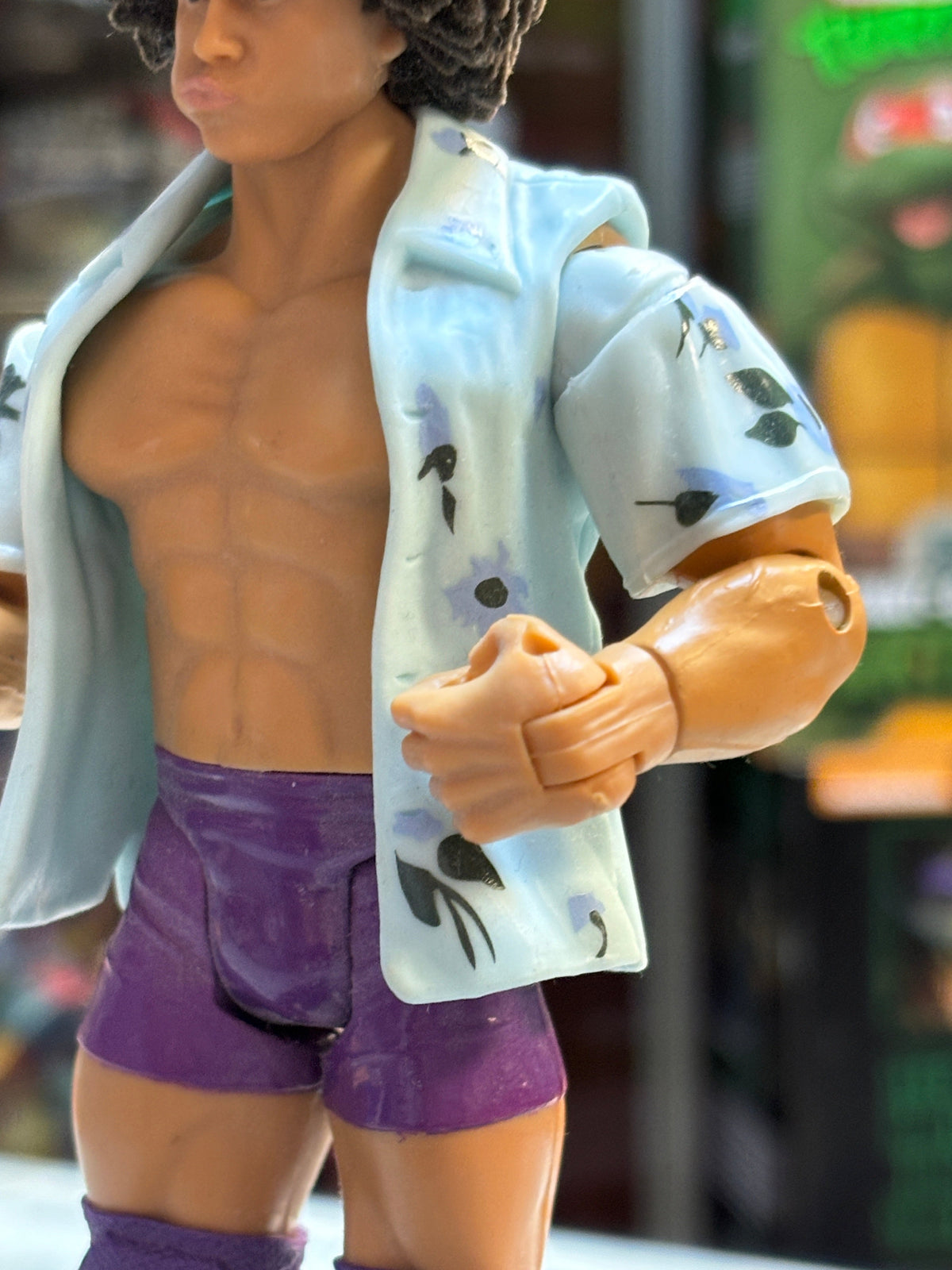 Carlito Purple Trunks & Flocked Hair (WWE Ruthless Aggression, Jakks Pacific) product image 6, provided for visual reference