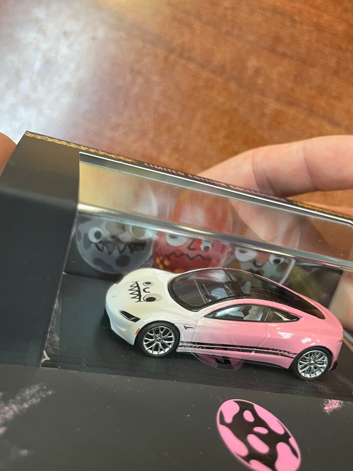 Degenerate Eggs Pink Tesla 1/64 (NVRLAND Collectibles, Diecast ) SEALED product image 7, provided for visual reference and