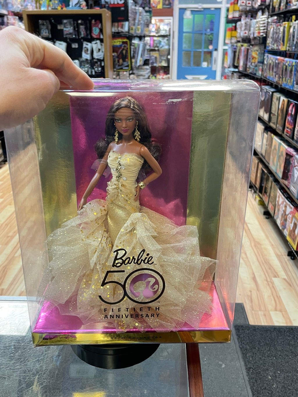 50th Anniversary Doll African American Gold Dress #N5860 (Barbie, Mattel) **SEALED** product image 6, provided for visual