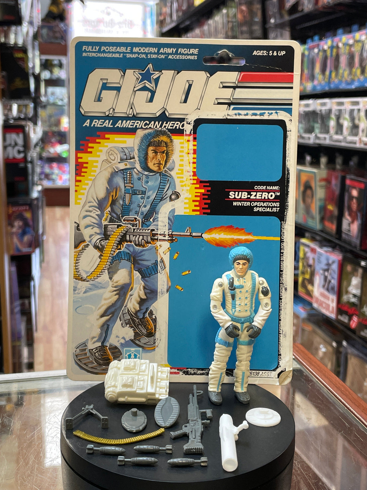 Subzero with Cardback (Vintage GI Joe, Hasbro) **COMPLETE** product image 1, provided for visual reference and product
