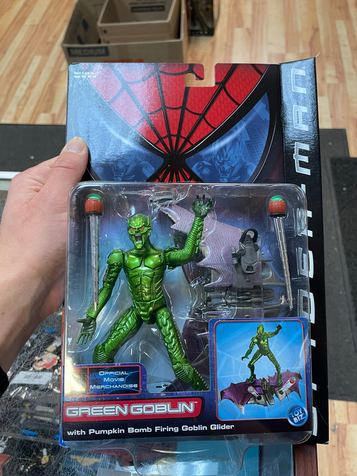 Green Goblin With Pumpkin Bomb Firing Goblin Glider Series 2 (Vintage Spider-Man, Toy Biz) SEALED product image 4, provided