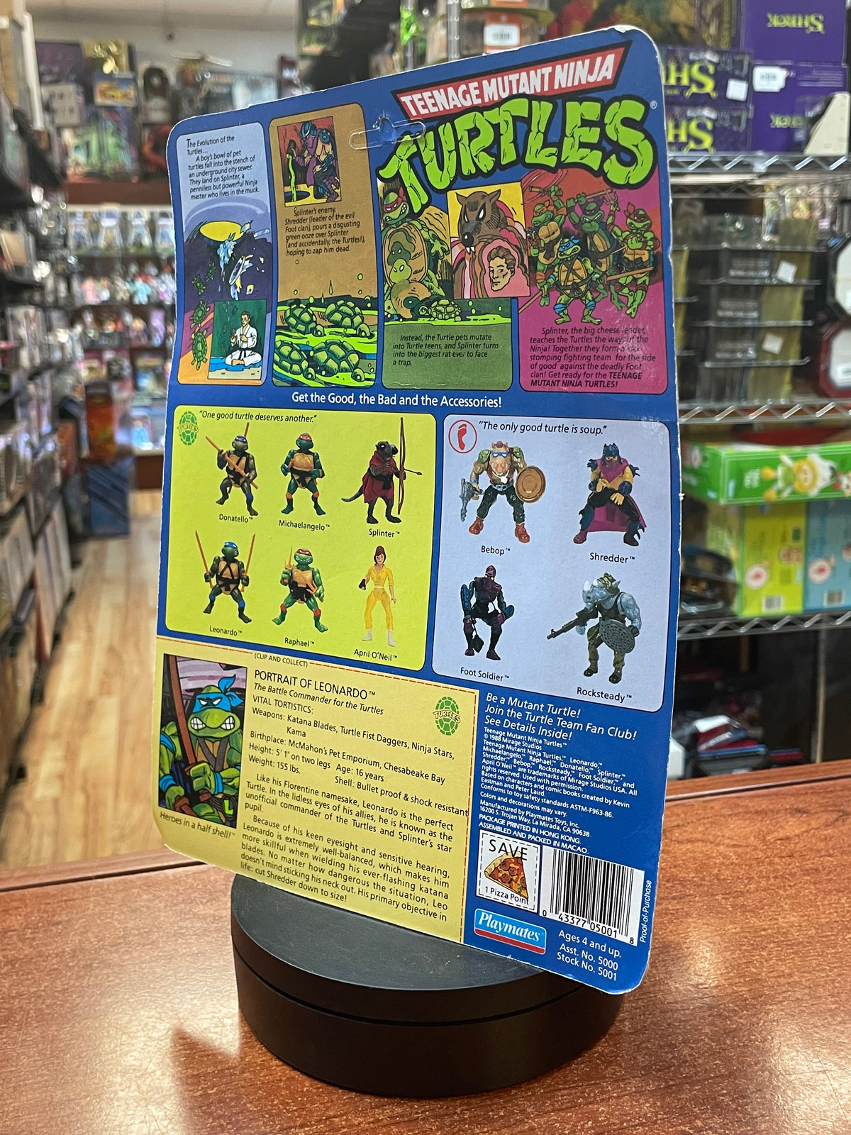 Hard Head Leonardo -10 Back- (Vintage TMNT Ninja Turtles, Playmates) **SEALED** product image 8, provided for visual