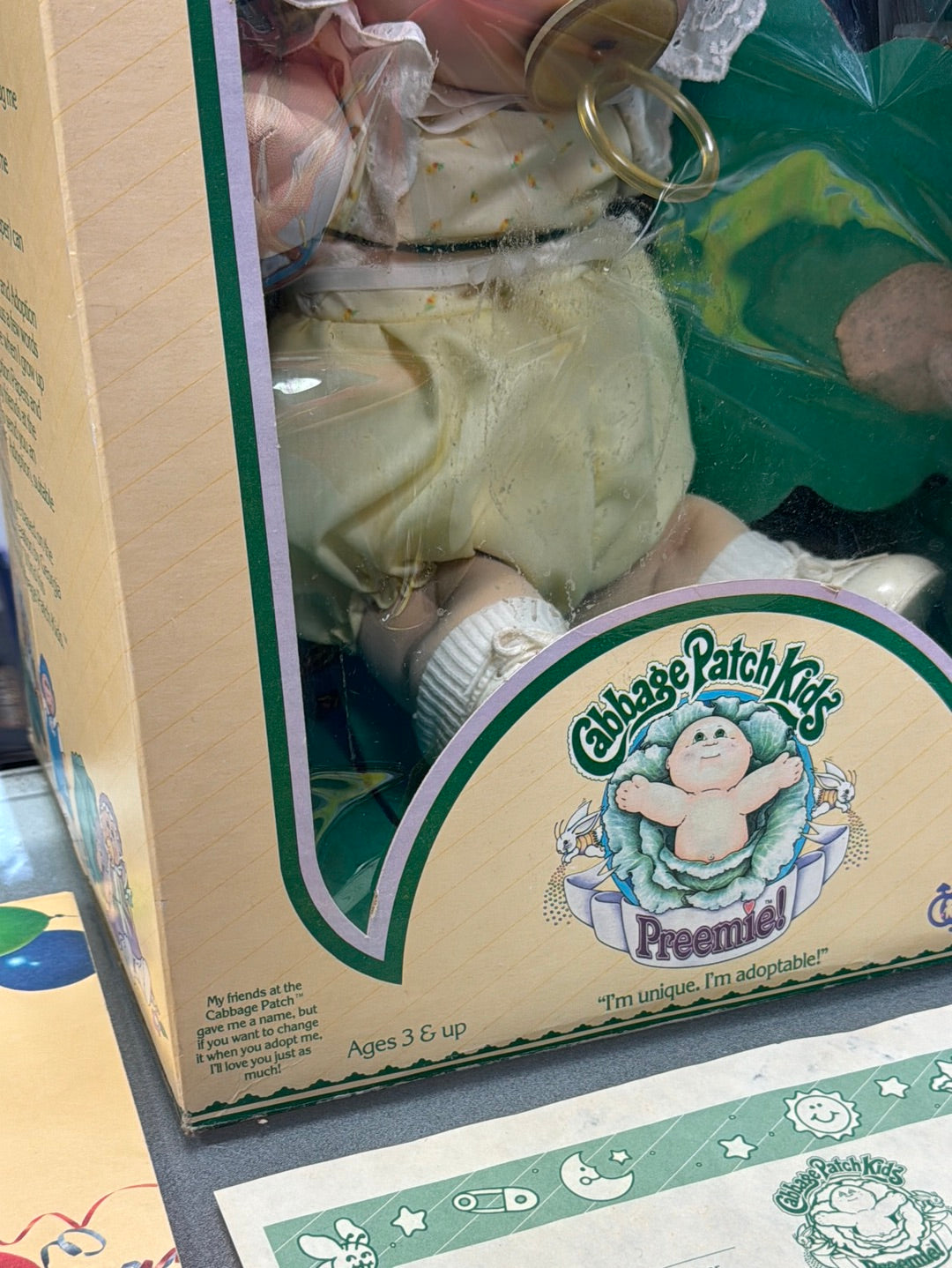 Clea Joette Preemie with Papers Box (Vintage CPK Cabbage Patch Kid, Coleco) product image 13, provided for visual reference