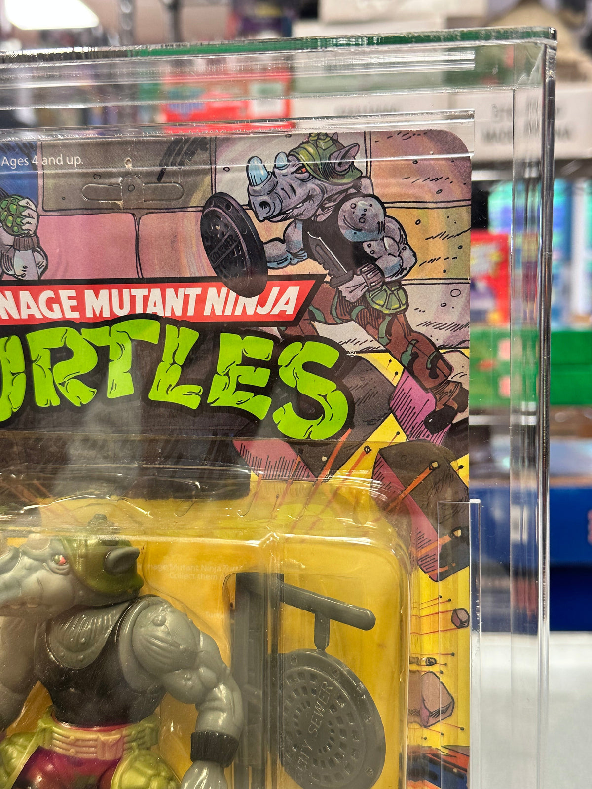 1988 Rocksteady Soft Head (TMNT Mutant Ninja, Playmates) GRADE: 70+ product image 2, provided for visual reference and