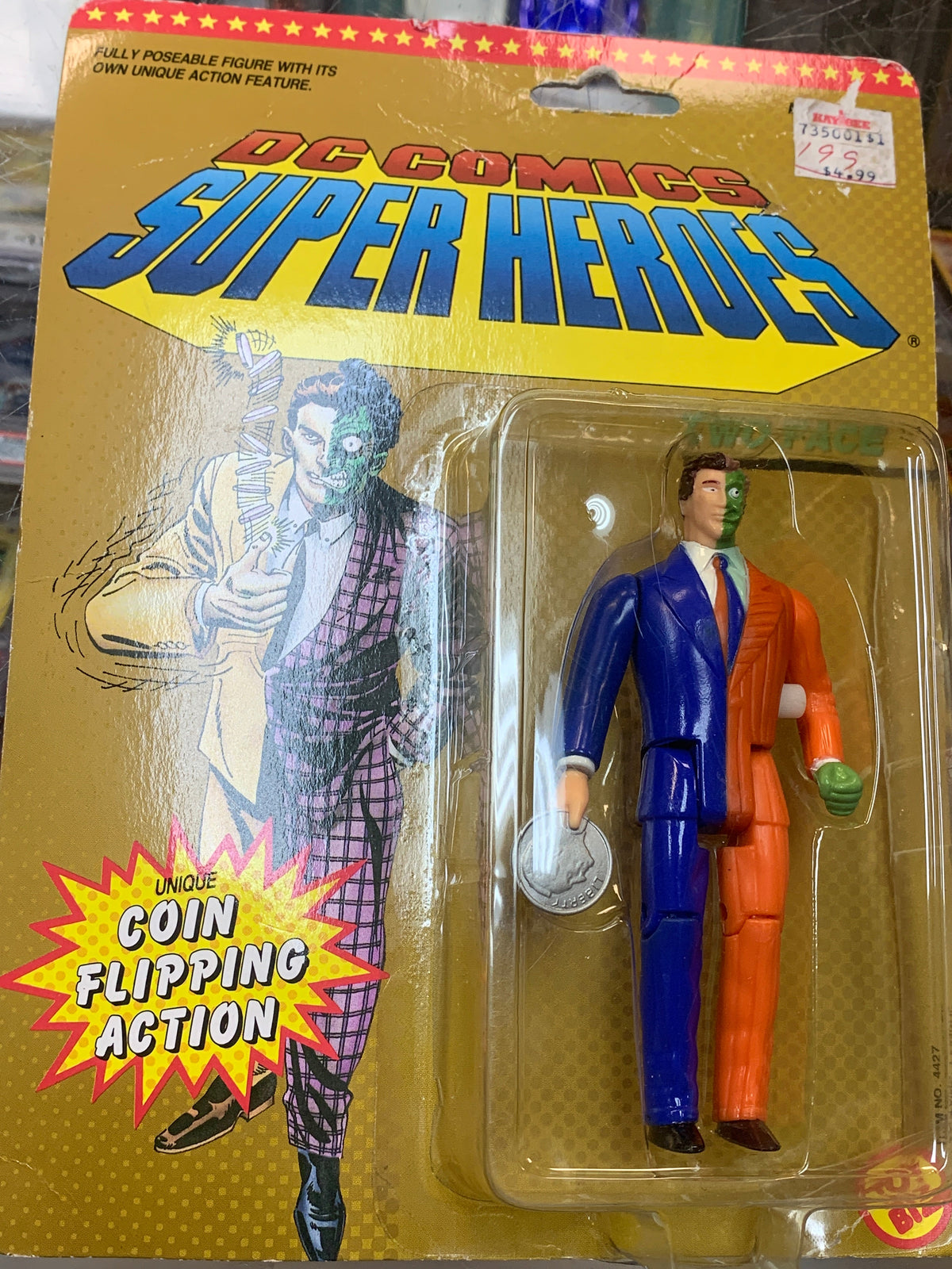 Two Face with Coin Action 0016 (VIntage DC Superheroes, Toybiz) SEALED product image 6, provided for visual reference and