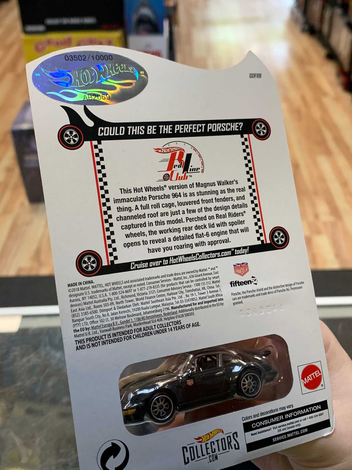 Porsche 964 Black RLC (Hot Wheels Red Line Club, Mattel) SEALED product image 15, provided for visual reference and product