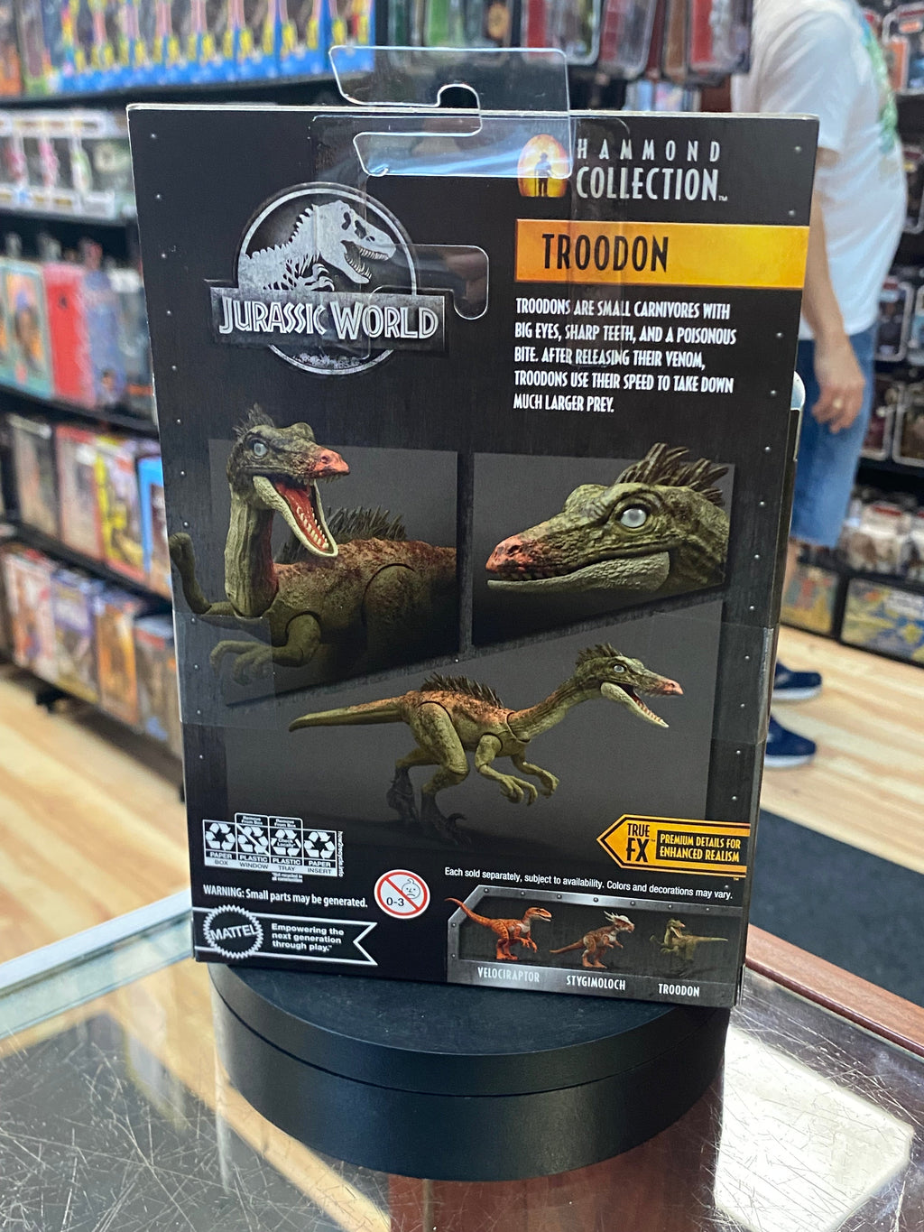 Troodon (Jurassic Park Hammond Collection, Mattel) SEALED product image 3, provided for visual reference and product detail