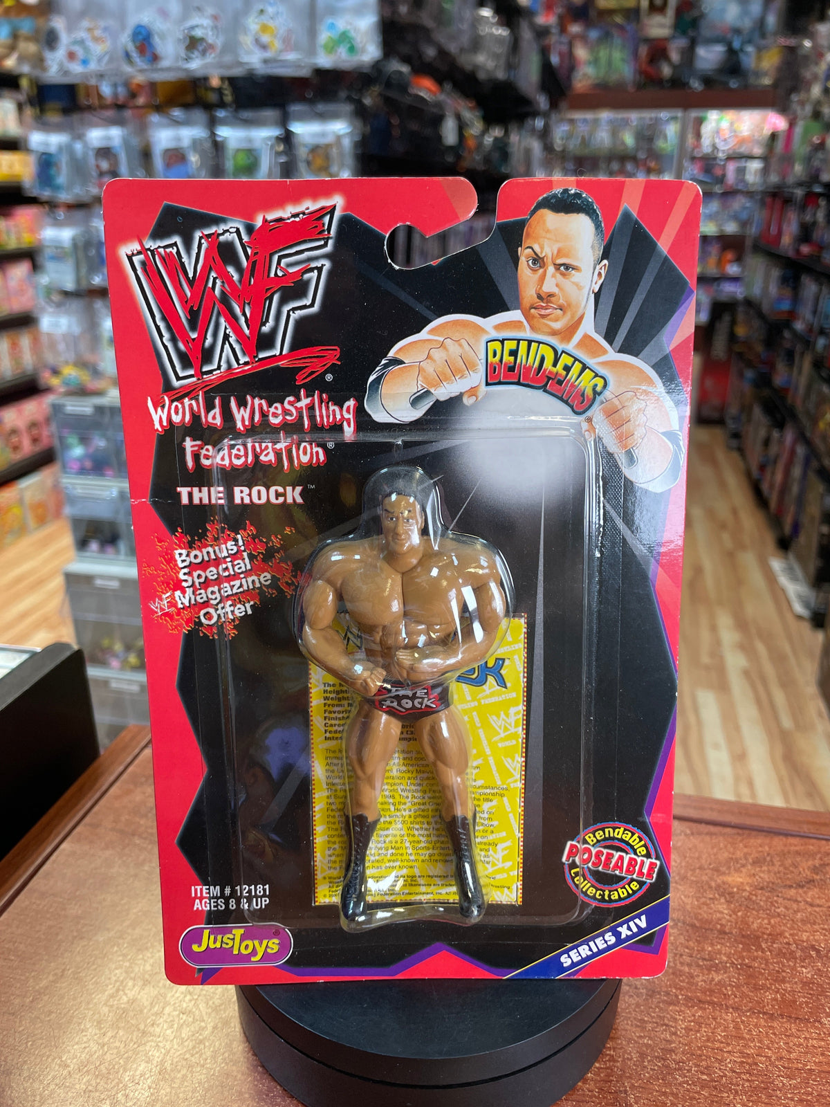 The Rock (Vintage WWF, JusToys) **SEALED** product image 1, provided for visual reference and product detail review