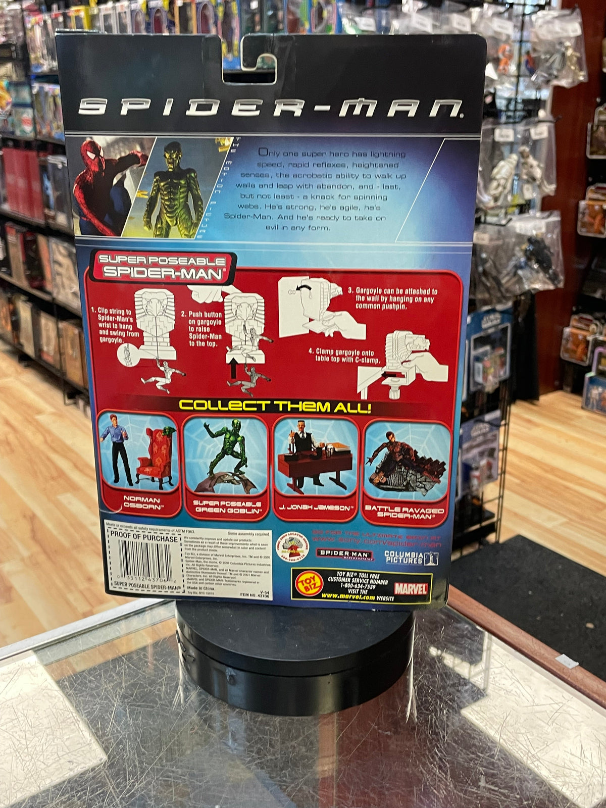 Super Poseable Spider-Man With Gargoyle Ledge Series 1 (Vintage Spider-Man, Toy Biz) SEALED product image 4, provided for