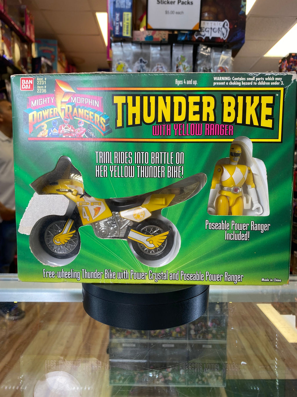 Thunder Bike with Yellow Ranger #2236 (Vintage MMPR Power Rangers, Bandai) NEW product image 1, provided for visual