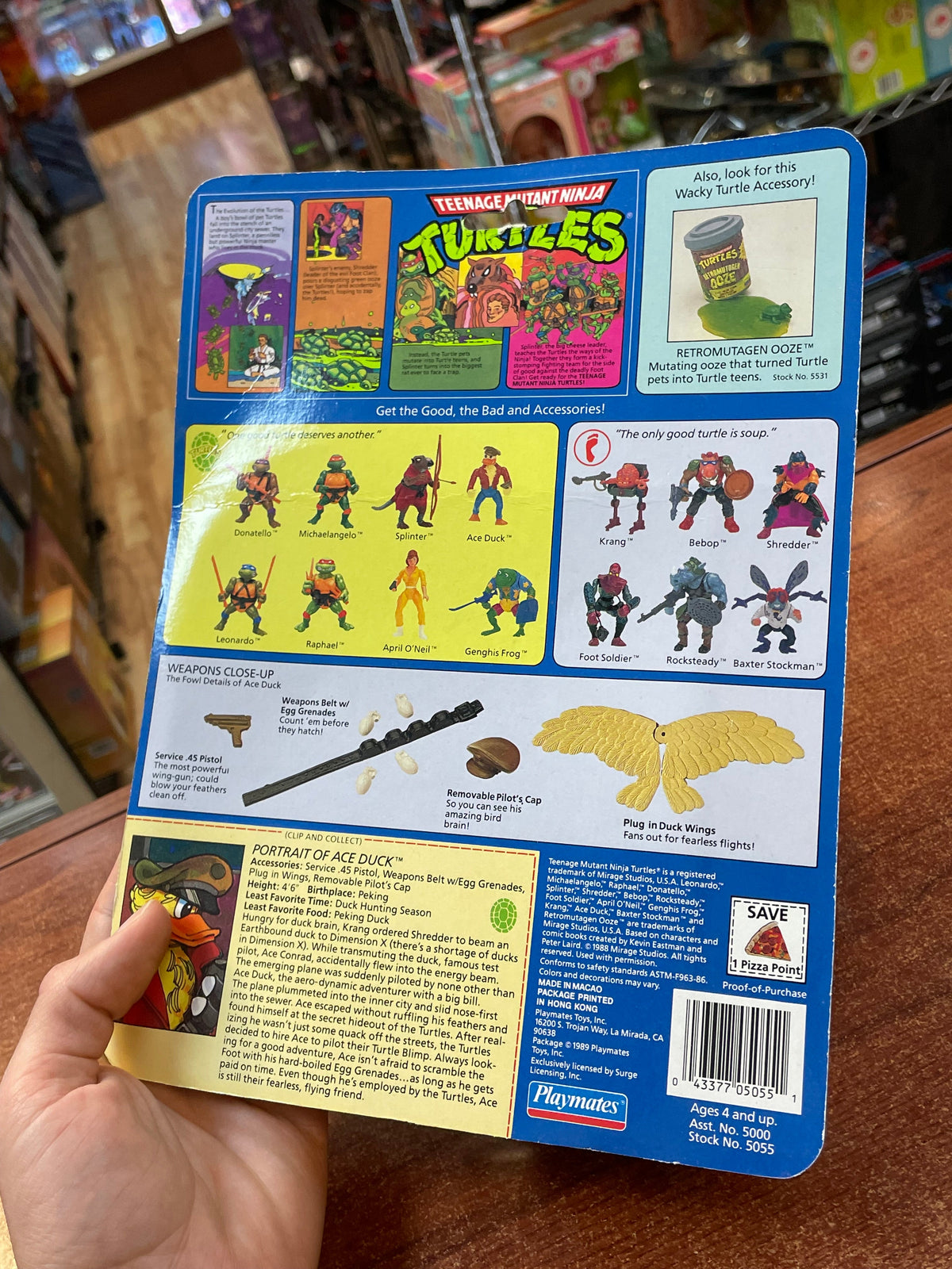 Ace Duck No Hat -14 Back- (Vintage TMNT Ninja Turtles, Playmates) **SEALED** product image 9, provided for visual reference
