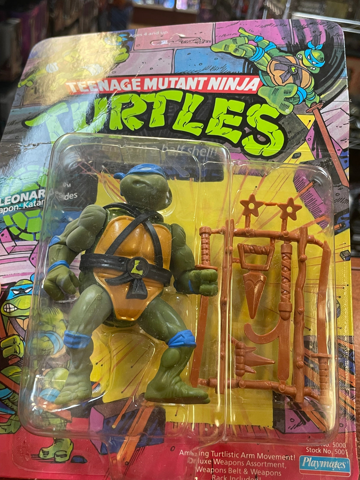 Hard Head Leonardo -10 Back- (Vintage TMNT Ninja Turtles, Playmates) **SEALED** product image 12, provided for visual