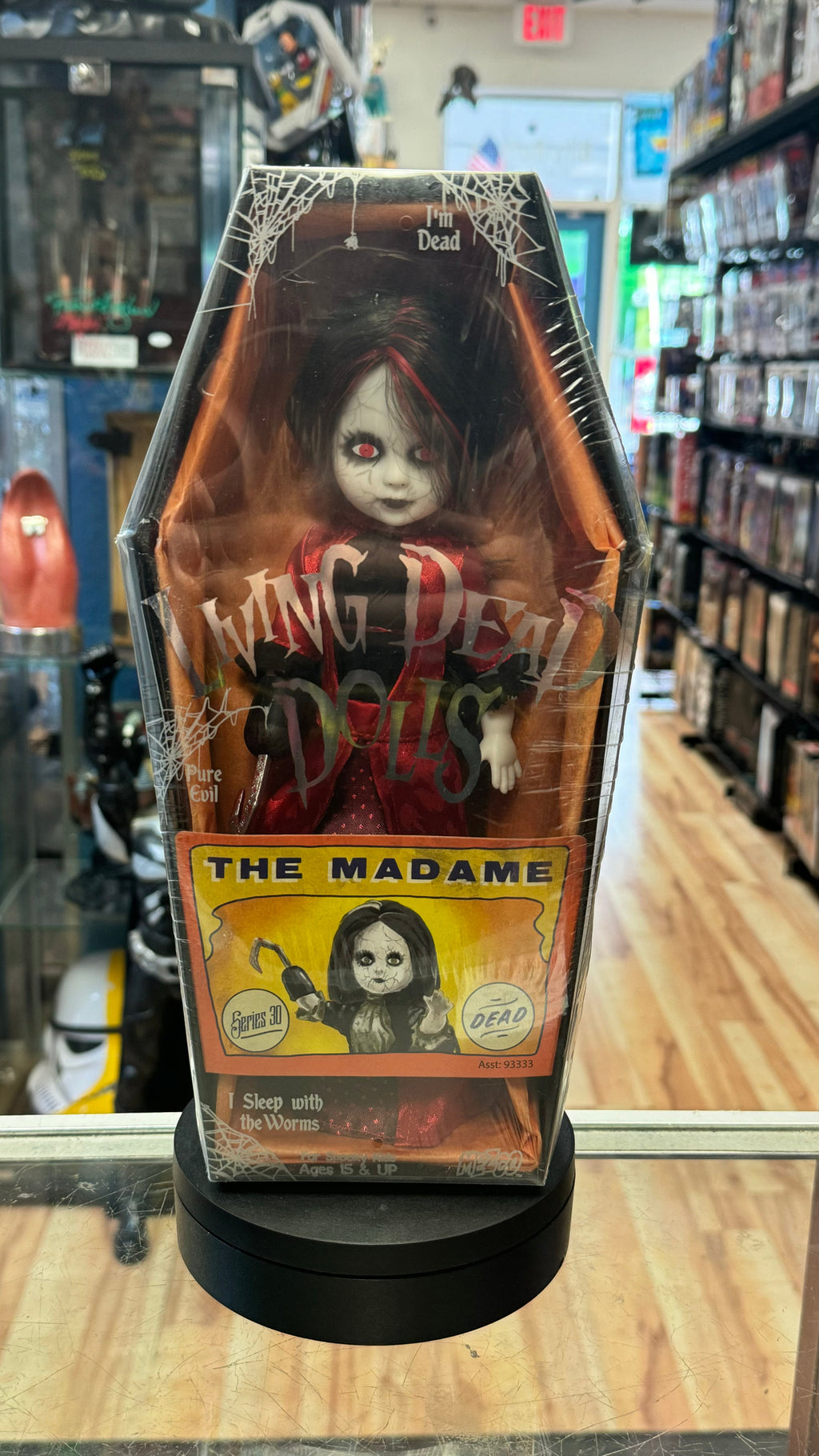 The Madame Red Dress (Living Dead Dolls LDD, Vintage Mezco) SEALED product image 1, provided for visual reference and