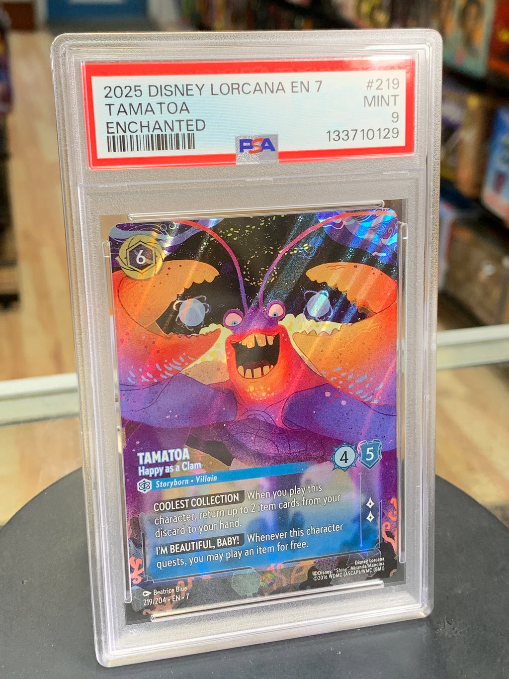 Tamatoa Enchanted 219/204 (Disney Lorcana, Ravensburger) **PSA 9** product image 2, provided for visual reference and