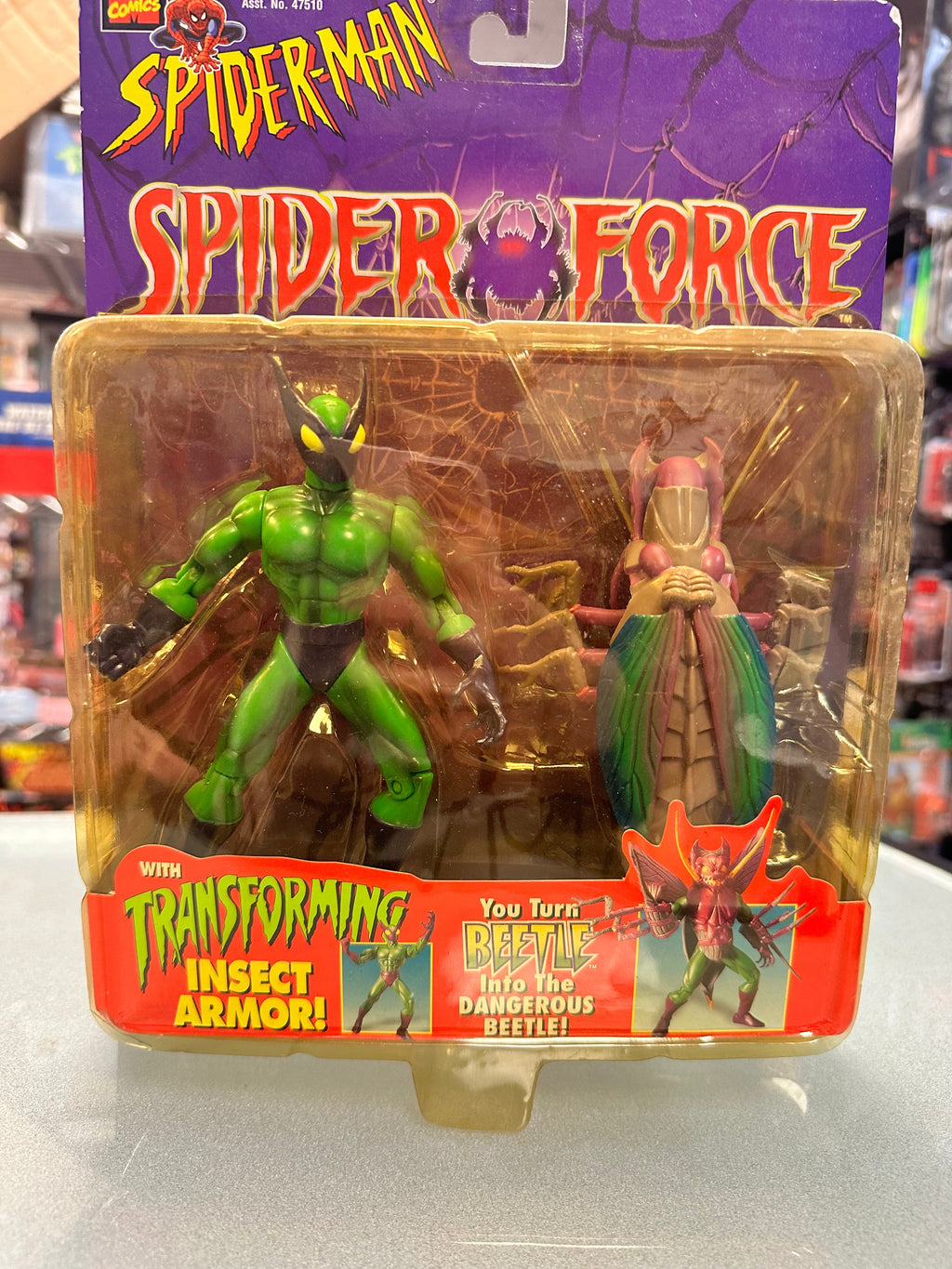 Beetle Insect Armor (Vintage Marvel Spider-Man Spider Force, Toybiz) Sealed product image 1, provided for visual reference